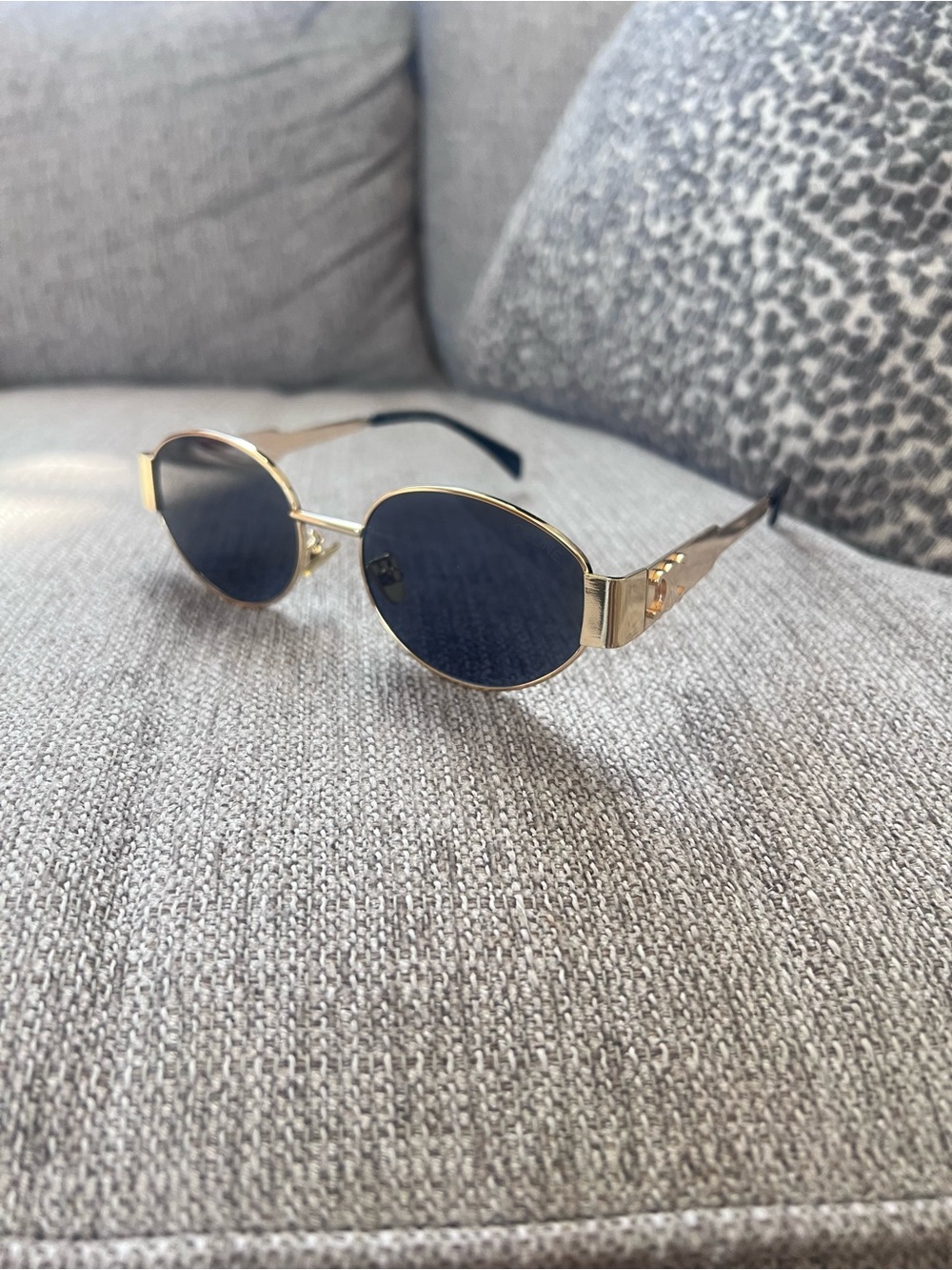 Celine Metal Triomphe 01 Gold Frame Oval Sunglasses - Picture 2 of 8
